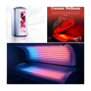 Elite Package includes all tanning beds, 1 Spray tan, red light booth and cocoon wellness pod